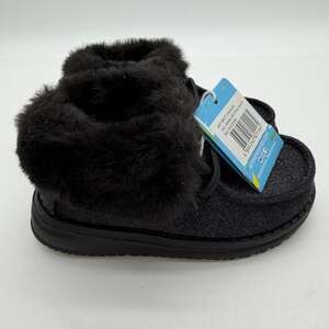 Hey Dude Britt Sparkling Total Black Glitter Cozy FauxFur Casual Shoes Toddler 7